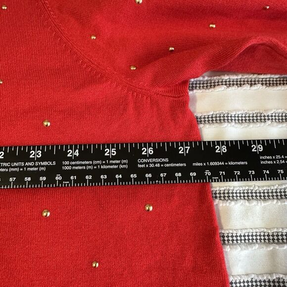 RUBY RD. Womens Plus Size 3X Stud Embellished Tunic Sweater Red Pullover NWOT - Picture 12 of 15